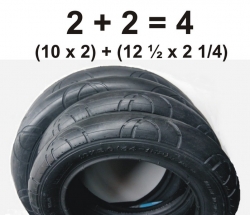 Комплект 10 х 2.0 (54 - 152) и 12 1/2 х  2 1/4 (62 - 203) покрышек для детской коляски Белая Церковь
