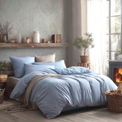 Комплект постільної білизни Варена Бавовна Блакитний ніжний Преміум Чернигов