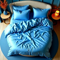 Комплект постільної білизни на Кругле ліжко Яскравий Блакитний Чернигов