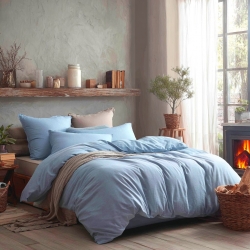 Постільний комплект Фланель однотон Блакитний Супер Люкс Чернигов